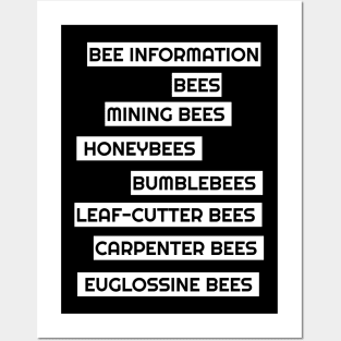 Bee information mining, bumblebees, carpenter, leafcutter, euglossine Posters and Art